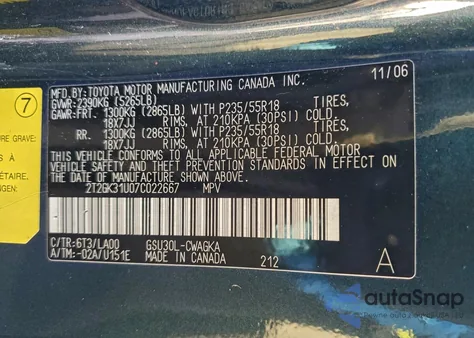 2007 Lexus Rx 350 from USA, damaged, VIN 2T2GK31U07C022667